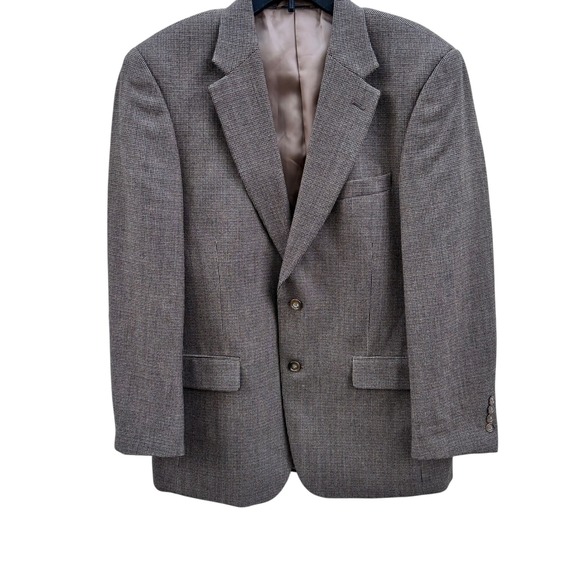 Saddlebred Mens Brown Tan 100% Lambswool Blazer Jacket R42 Sport Coat - Picture 1 of 7